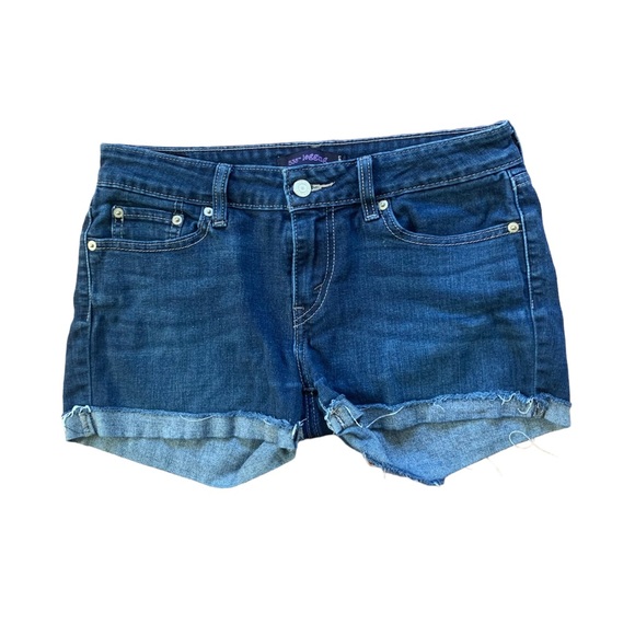 Levi's Pants - Levi’s 535 Cut Off Shorts Women’s Sz 31 Medium Wash Stretchy Blue Denim Raw Hem